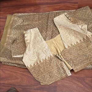 Brown and Cream Patterned Traditional Outfit